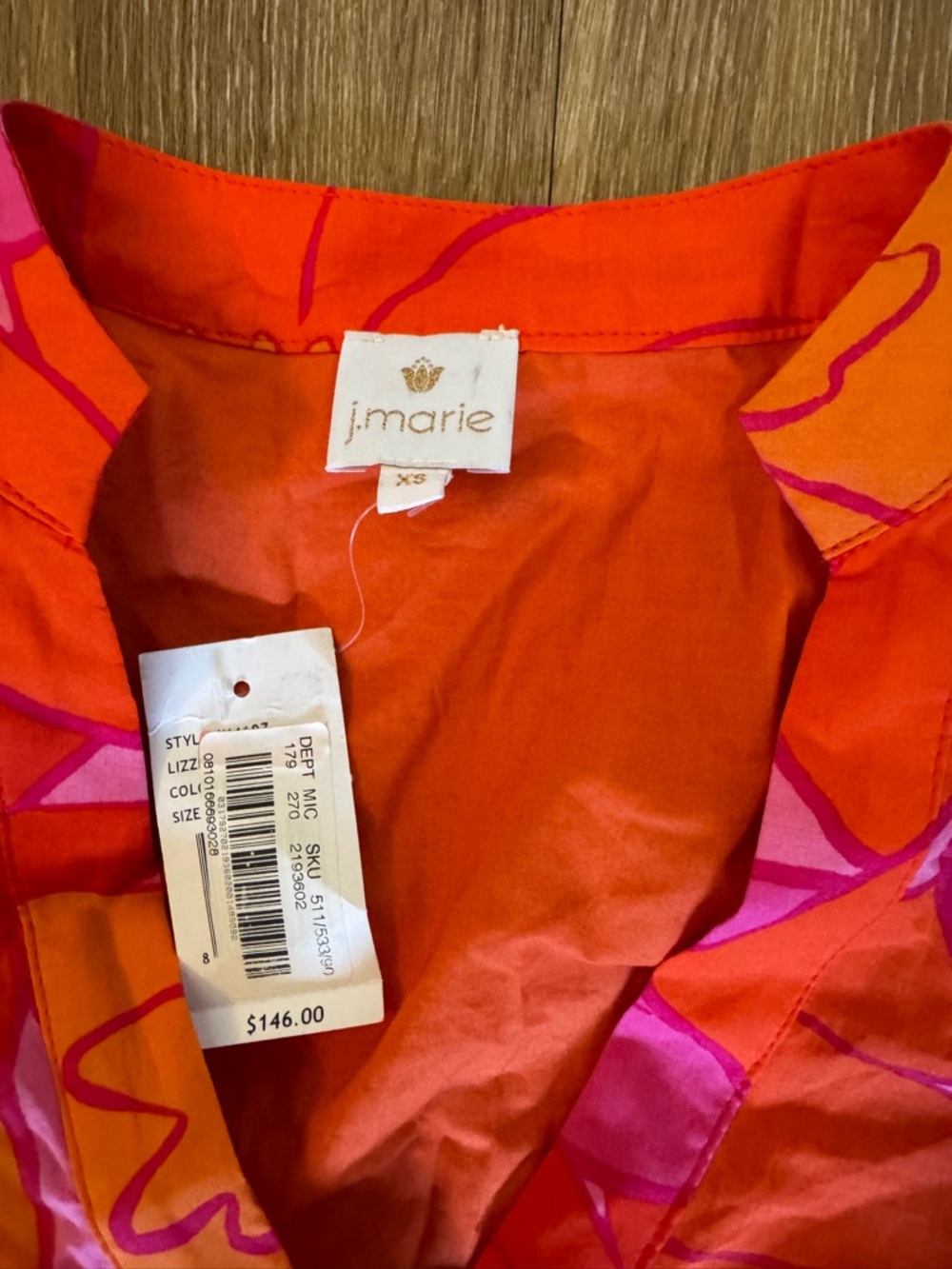 J.Marie Lizzie Mandarin Collar Short Sleeve Ruffle Hem Shirt Dress - Picture 3 of 5